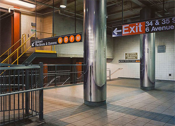 超现实画作：比相机拍摄更真实的纽约地铁(图2)
