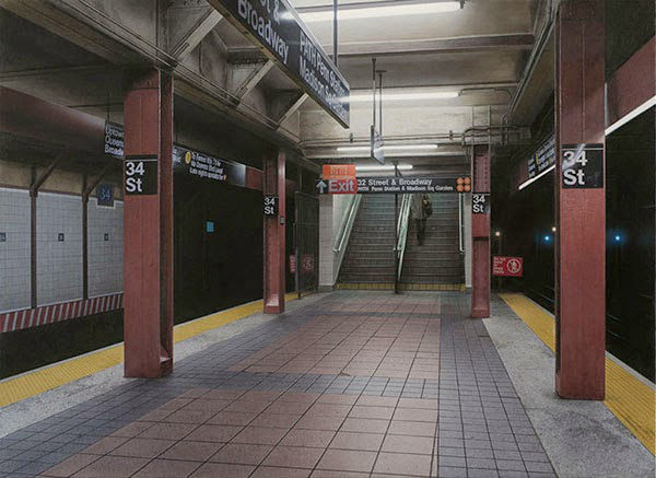 超现实画作：比相机拍摄更真实的纽约地铁(图3)